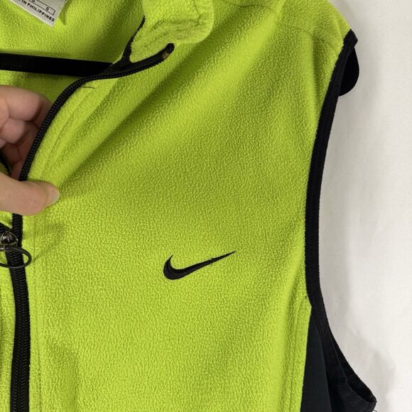 Nike Fleece Vest Women's Large Neon Green Full Zip Therma Fit Zip Pockets - Picture 6 of 13
